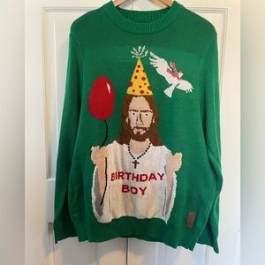 Tipsy Elves Green Birthday Celebration Sweater